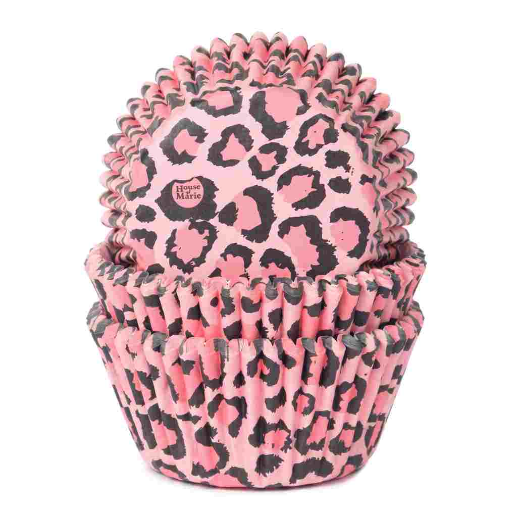 House of Marie Muffinsformer -Rosa leopard- pk/50