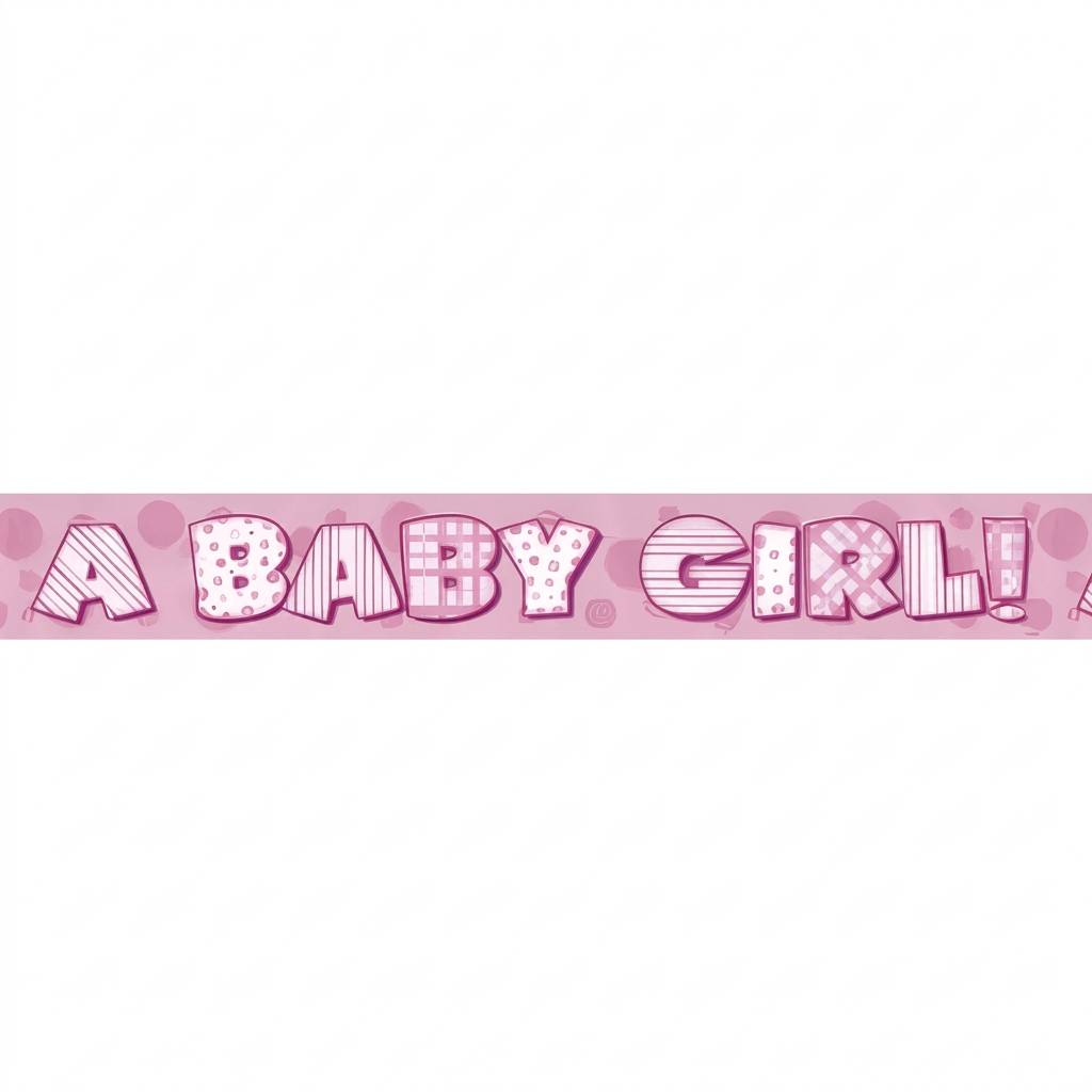 Banner, baby jente ca 3,6 meter, plast/foil