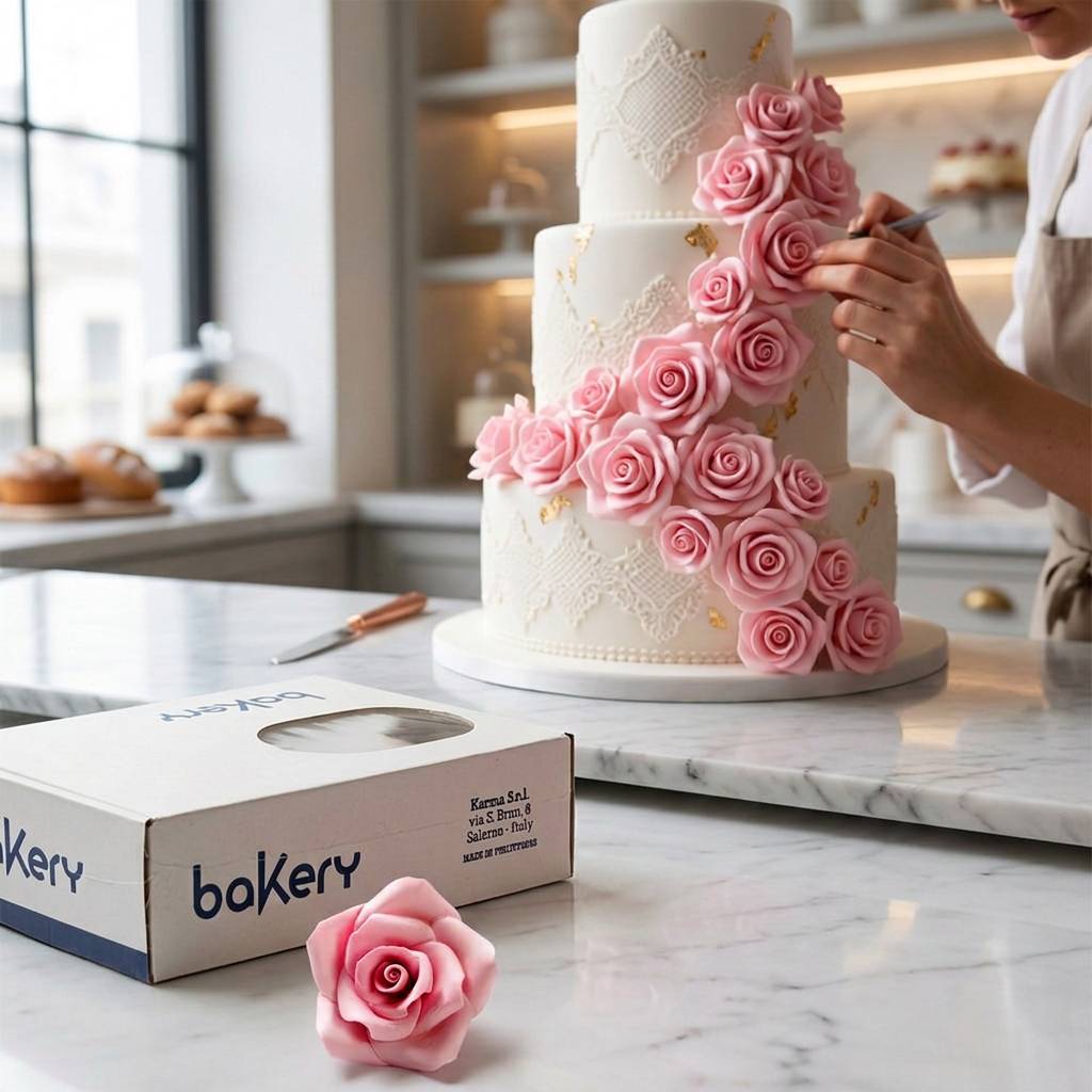 Decora Spiselig Kakepynt Store Roser -Rosa- pk/24
