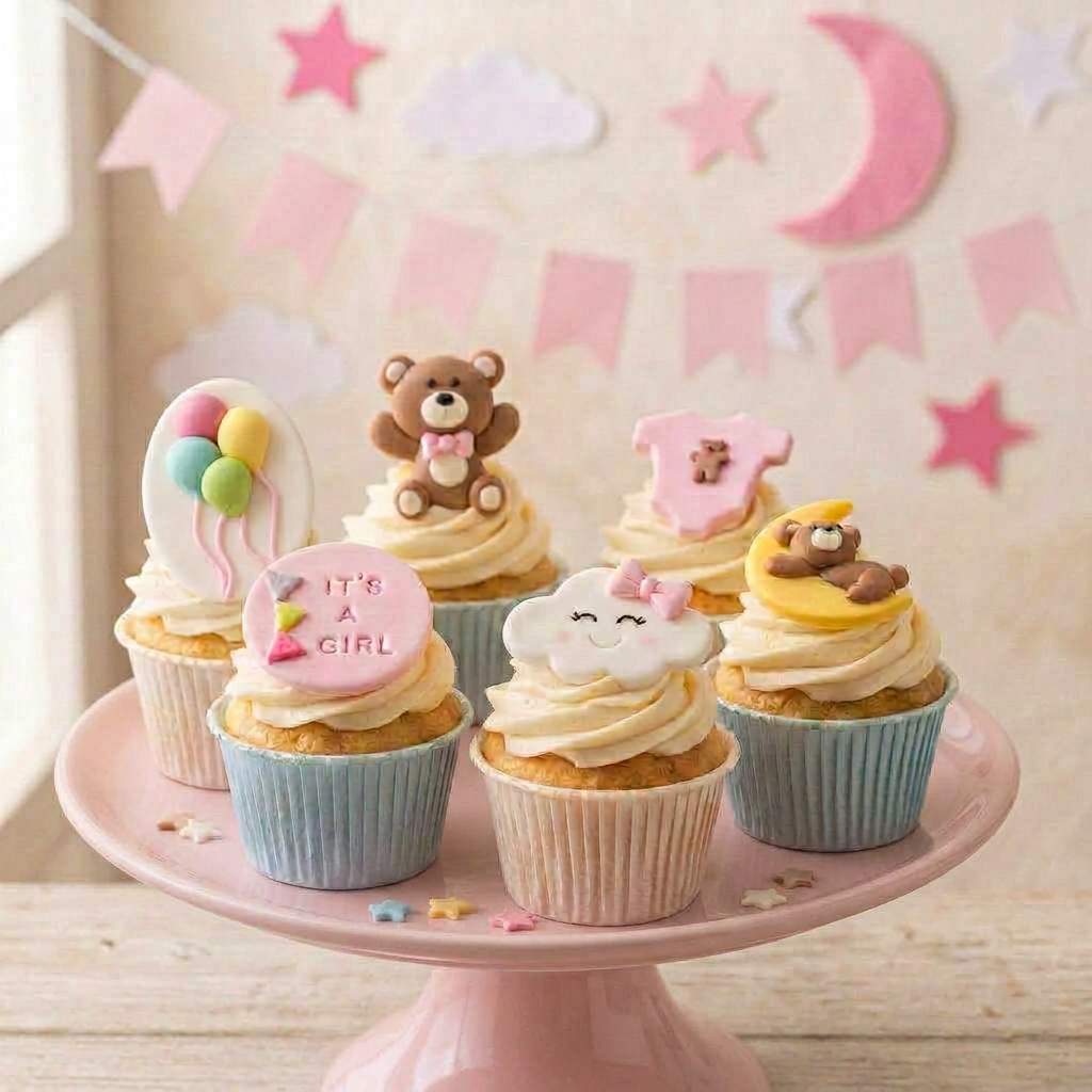 Decora Spiselig Kakepynt Rosa -Baby- pk/6