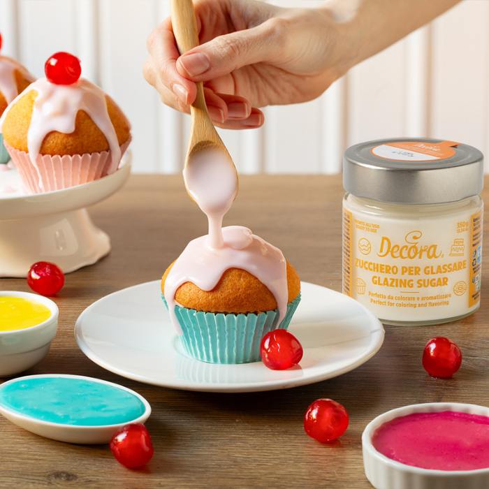 muffins dekorert med sukker glaze