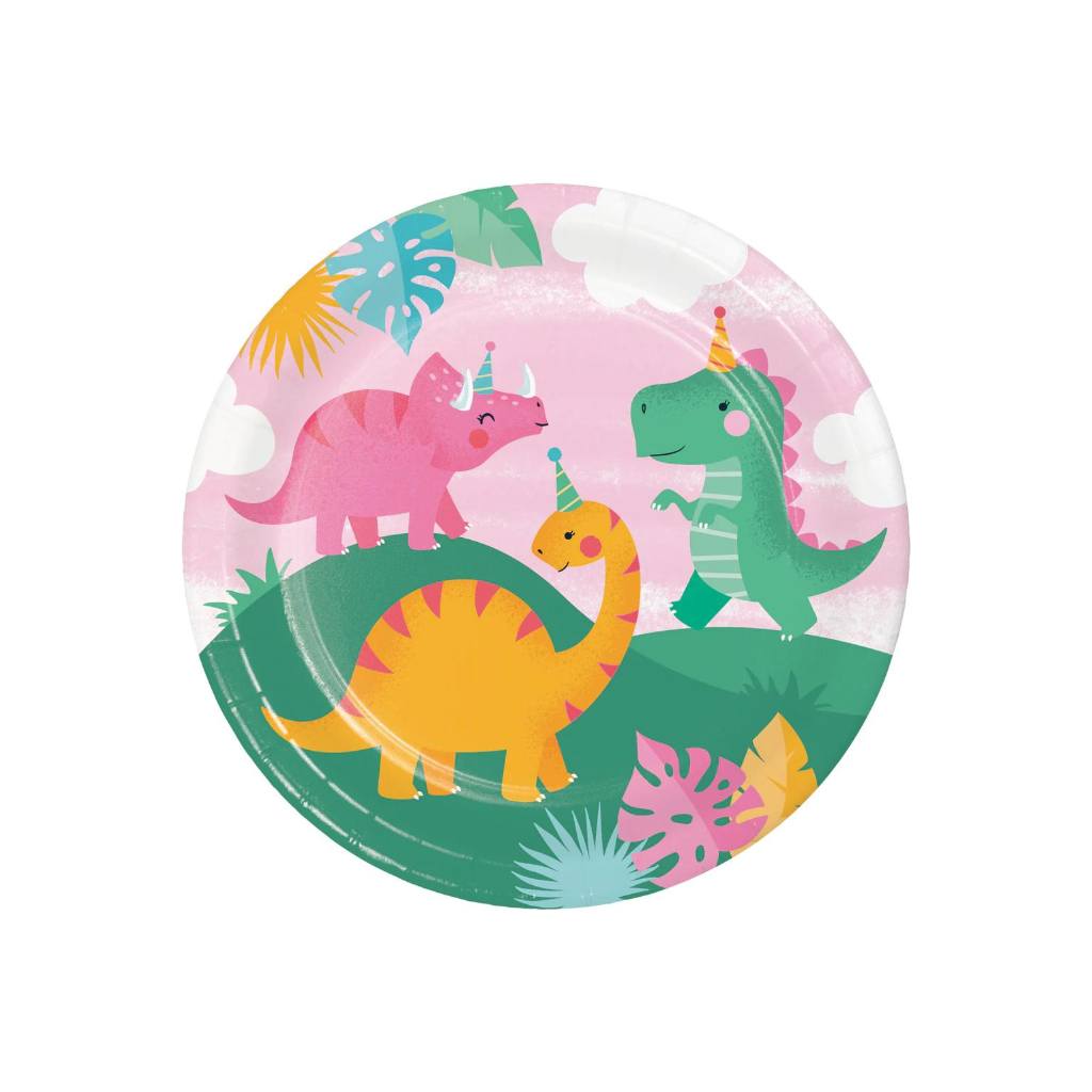 papptallerken rosa dinosaur