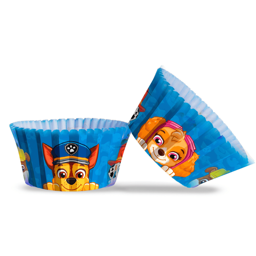 Paw Patrol muffinsformer 25 stk blå med Chase og Marshall motiv til bursdag