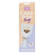 PME cake pop-poser med sølvbånd, pakning med 25 poser