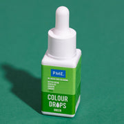 PME Colour Drops grønn oljebasert matfarge 20 ml flaske med dråpeteller