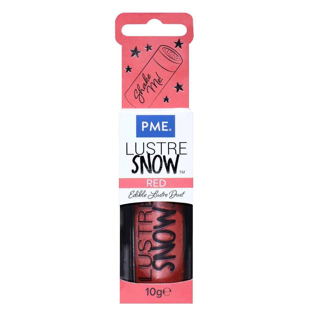 PME Lustre Snow rødt spiselig glanspulver SW53 i pakning, 10 g