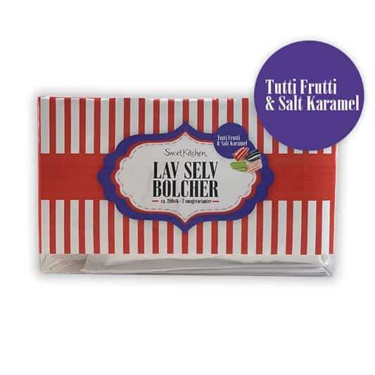 produktpakke til å lage drops med smak av tutti frutti og salt karamell