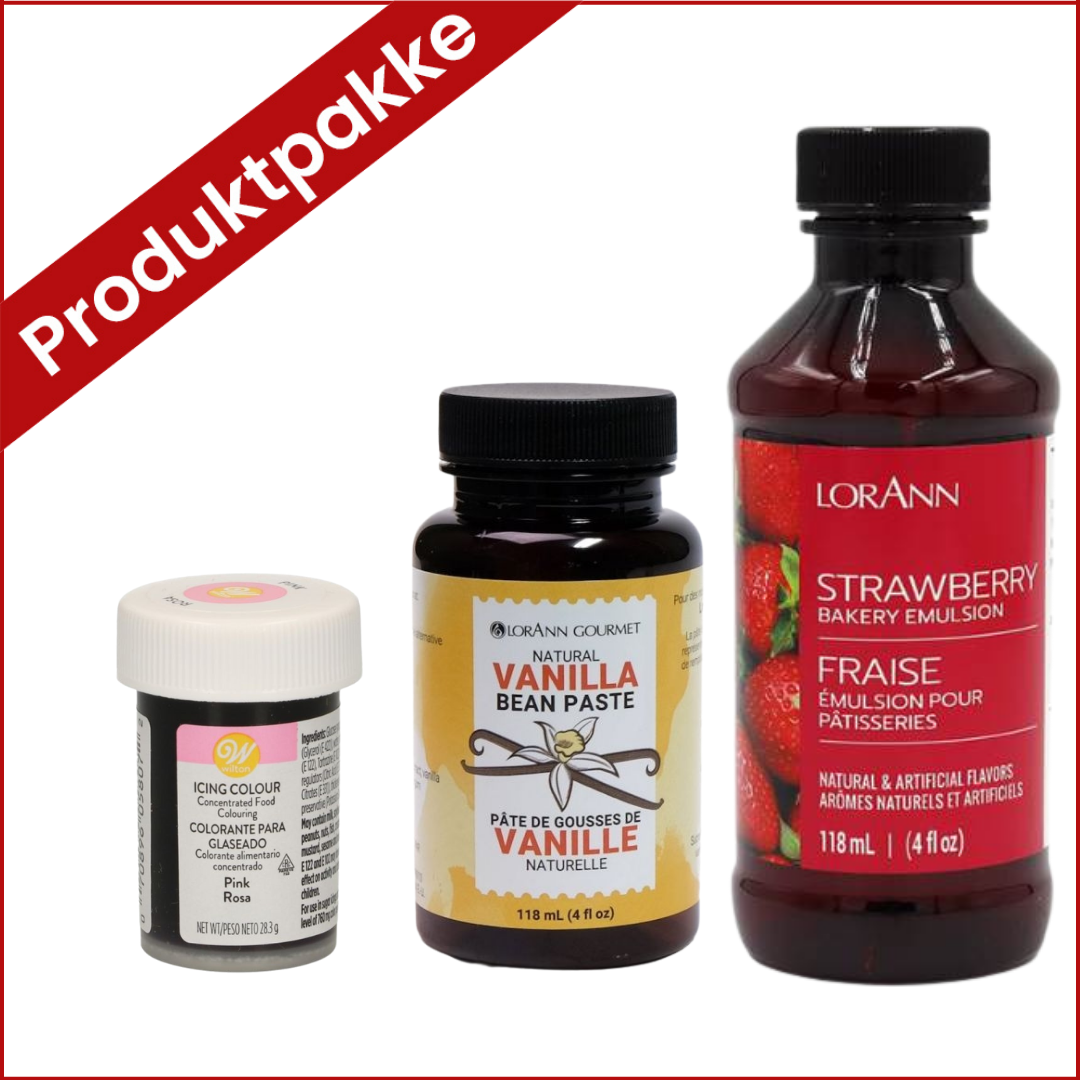 Produktpakke -Jordbær Crinkle Cookies- <p class="whitespace-pre-wrap break-words">Lag perfekte, myke og smakfulle jordbær crinkle cookies med vår nøye sammensatte ingredienspakke! Vi har samlet de viktigste spesialingrediensene du trenger for å lage disse populære kjeksene hjemme. 
<h2 class="text-xl font-bold text-text-200 mt-1 -mb-0.5">Dette får du i pakken: 
<ul class="[&amp;:not(:last-child)_u