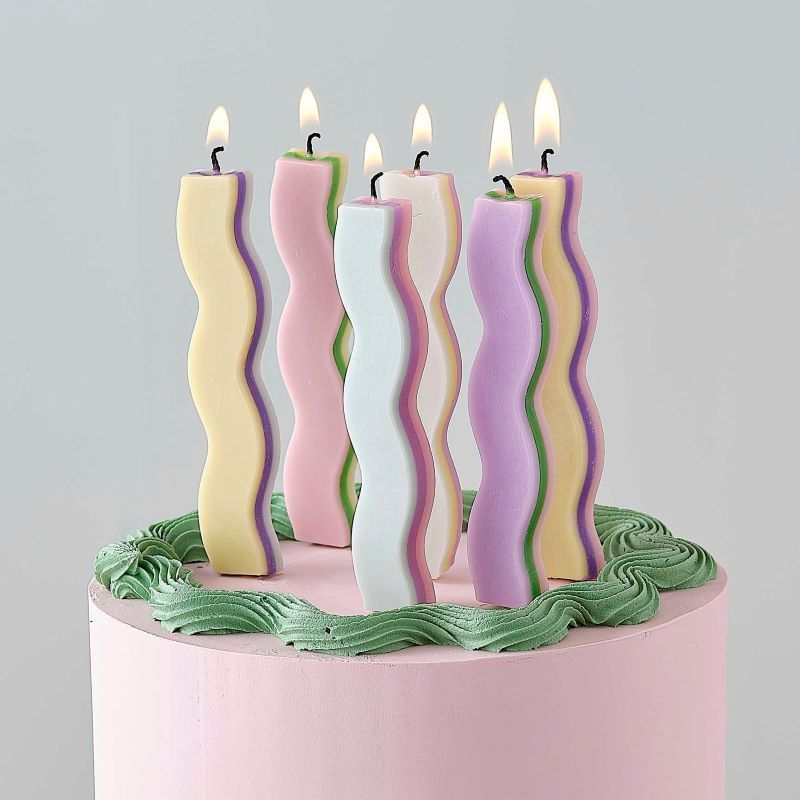 Pastel Bølge Kakelys, pk/6
