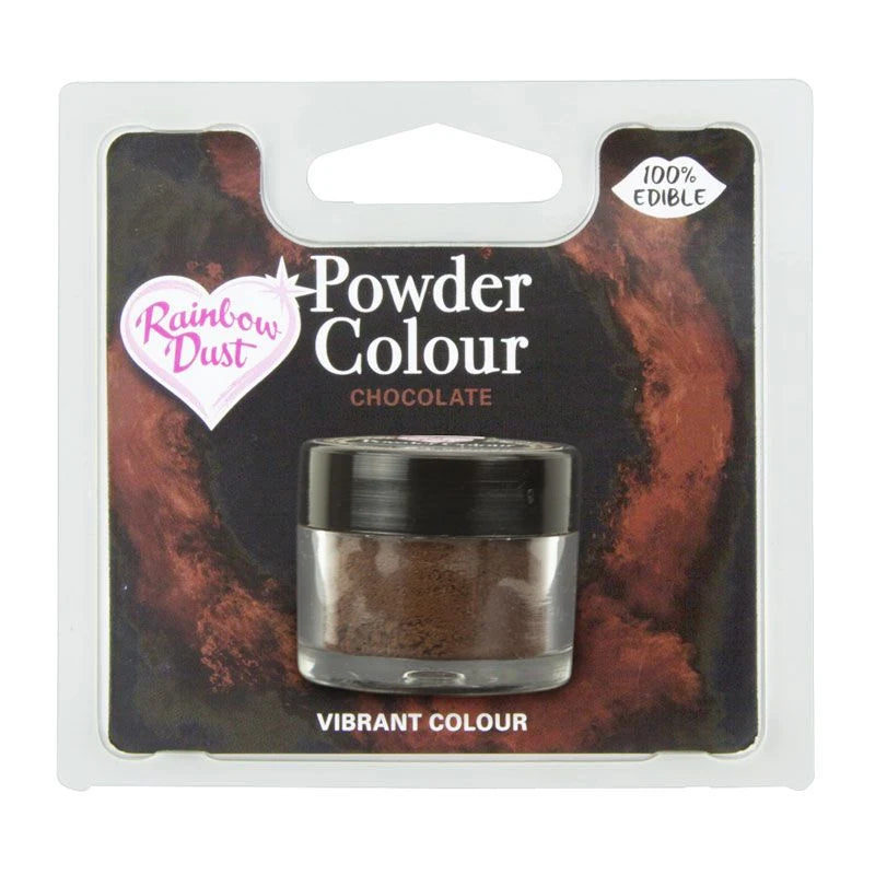 Rainbow Dust Powder Colour Chocolate – brun pulverfarge pakning sett fra annen vinkel