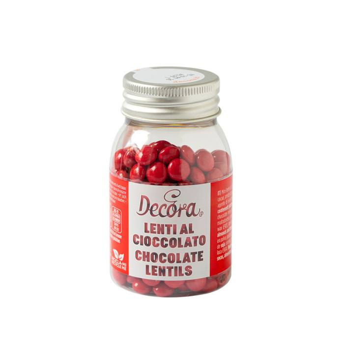 Decora Sjokoladelinser -Rød- 10mm, 80g