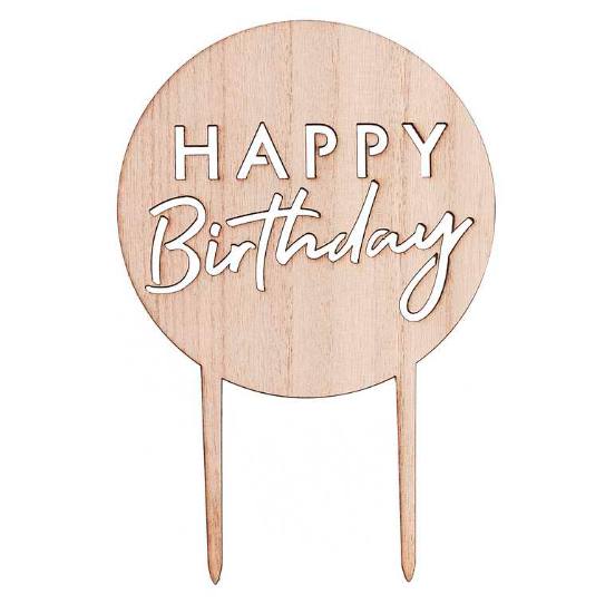 rund kaketopp happy birthday i tre