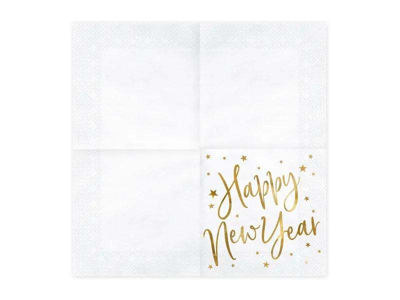 Servietter Gull -Happy New-Year- pk/20