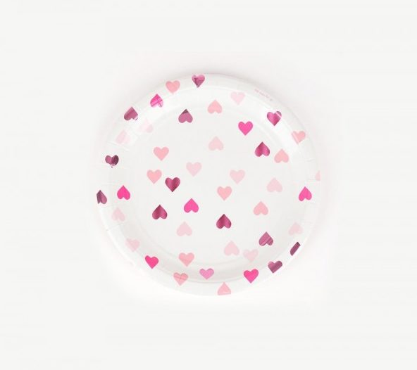 Papptallerken -Hjerter- 23cm, pk/8