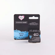 Rainbow Dust Shimmer Dust Ocean Blue lustrepulver 3 g – forside av emballasje med turkis shimmer