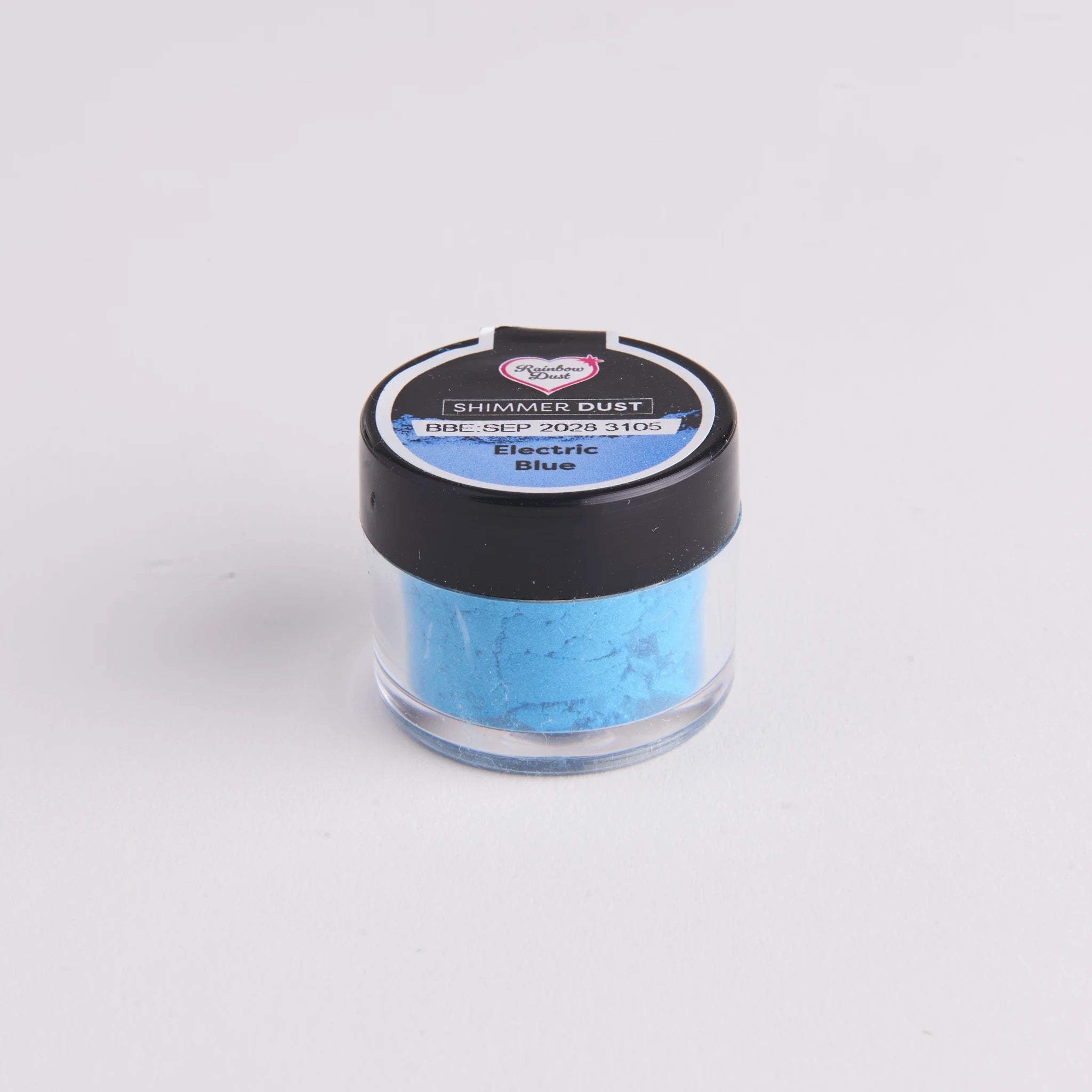 Rainbow Dust Shimmer Dust elektrisk blå – krukke med skrulokk sett fra siden