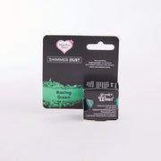 Rainbow Dust Shimmer Dust lustrepulver Racing Green 3 g – forsiden av produktkortet med grønt glitrende pulver