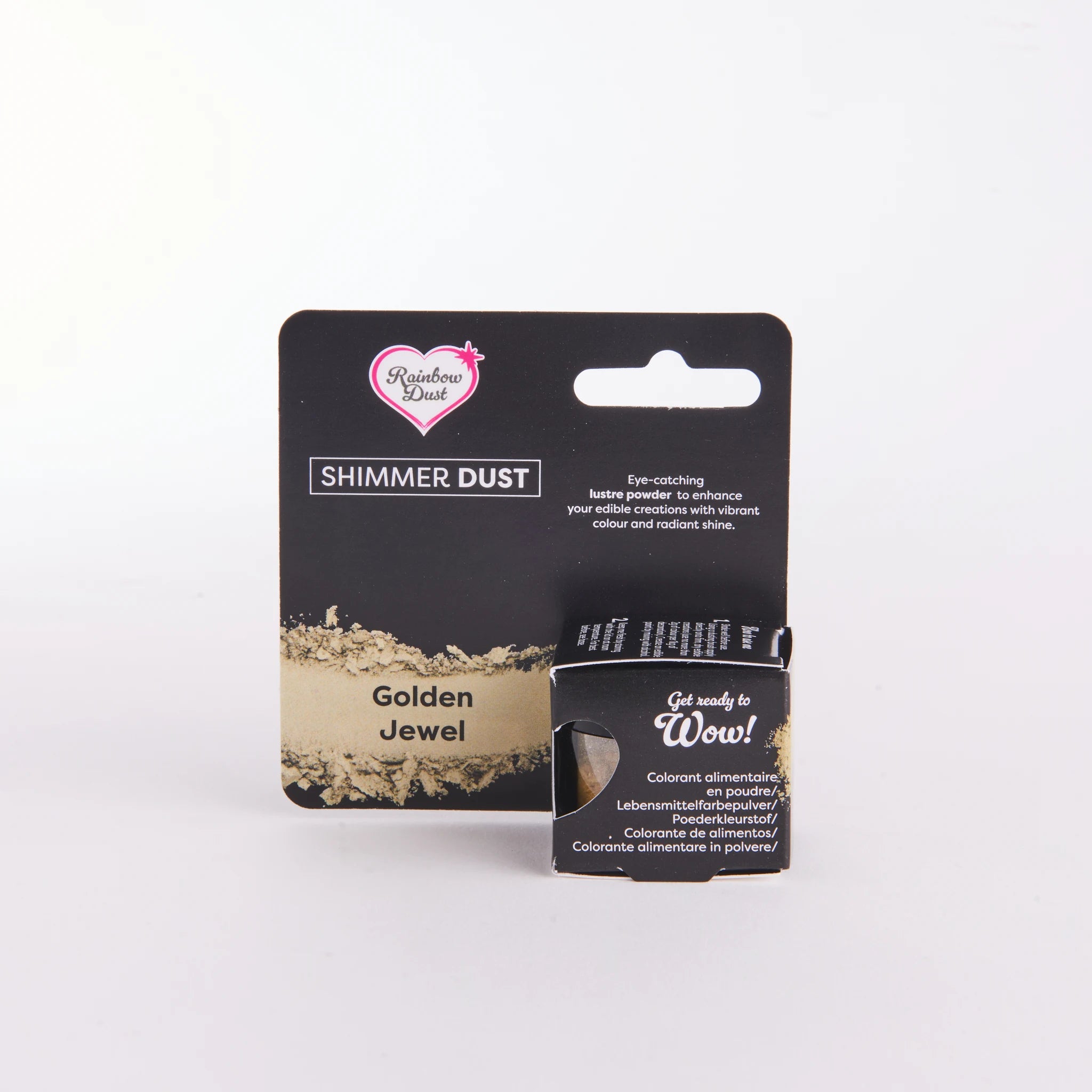 Rainbow Dust Shimmer Dust Golden Jewel lustrepulver 3 g – frontside av pakning