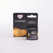 Rainbow Dust Shimmer Dust Golden Yellow 2 g – liten rund krukke med svart lokk og gyllent lustrepulver