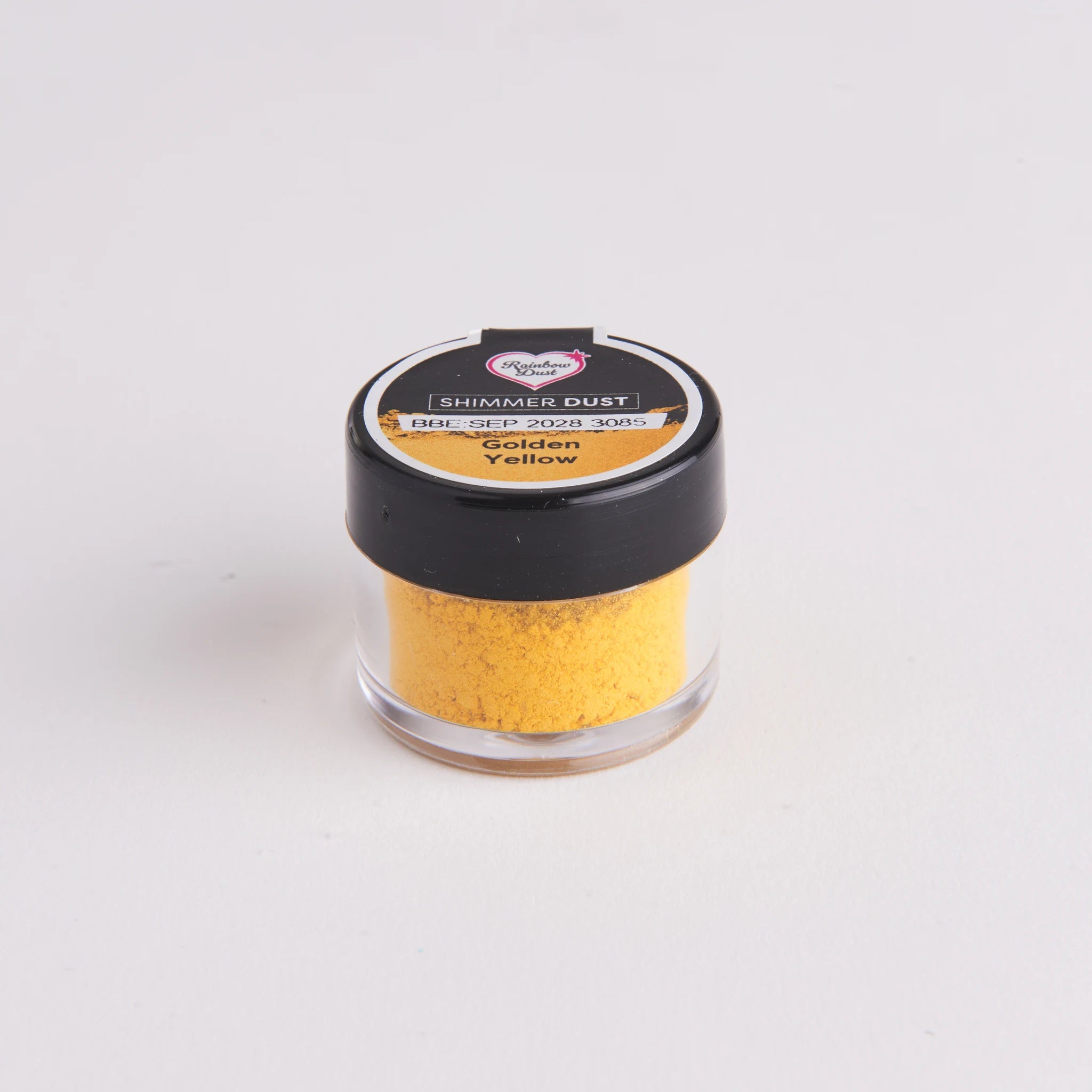Rainbow Dust Shimmer Dust Golden Yellow – baksiden av emballasjen med flerspråklig merking