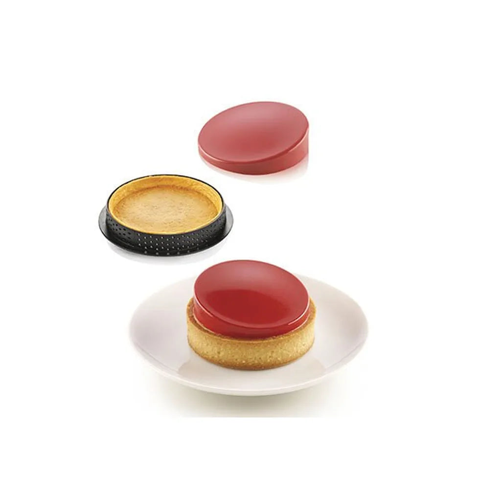 Mini Tarte Glam-formene vist med bunn, fyll og ferdig glasert terte