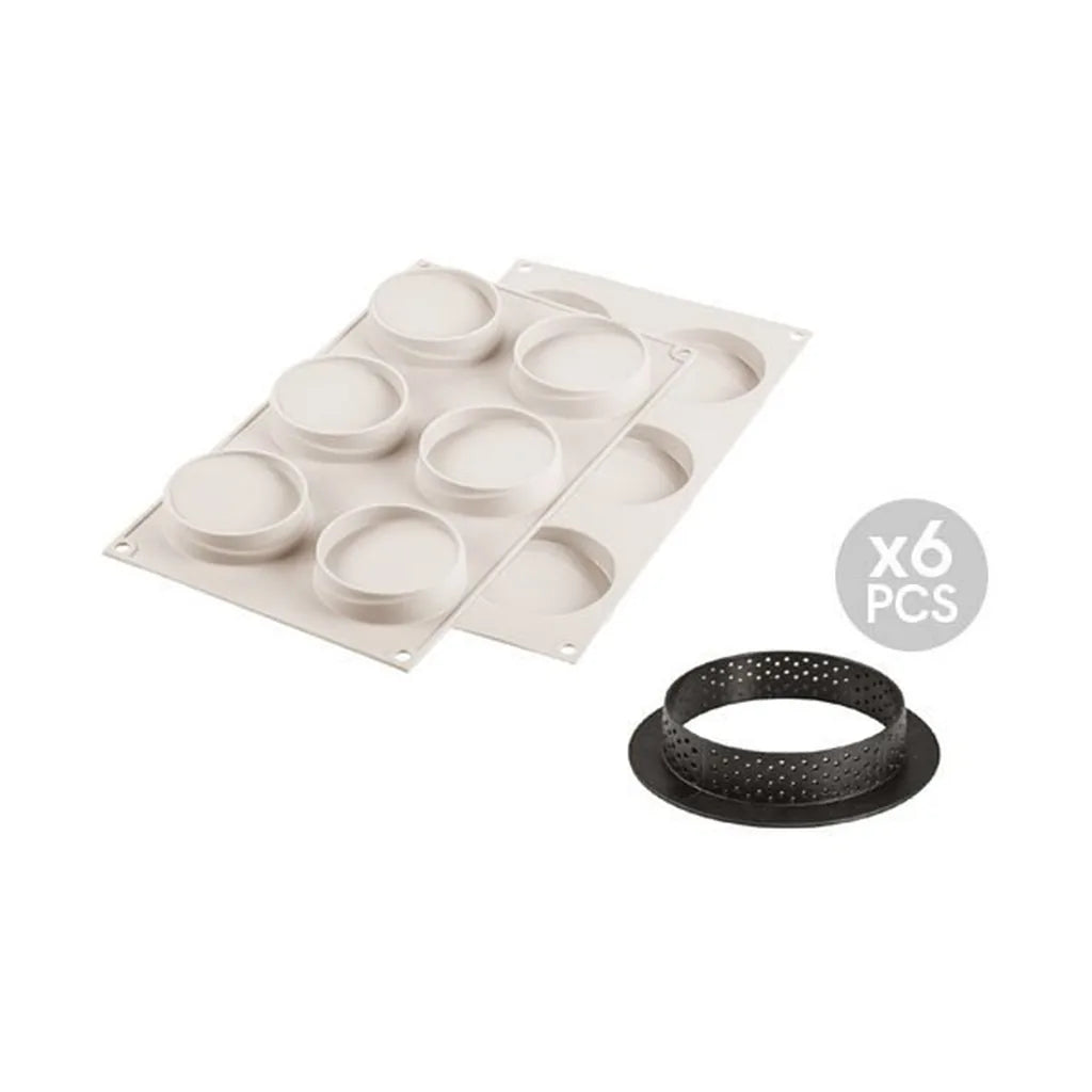 Silikomart Mini Tarte Glam-sett med silikonform og seks terteringer