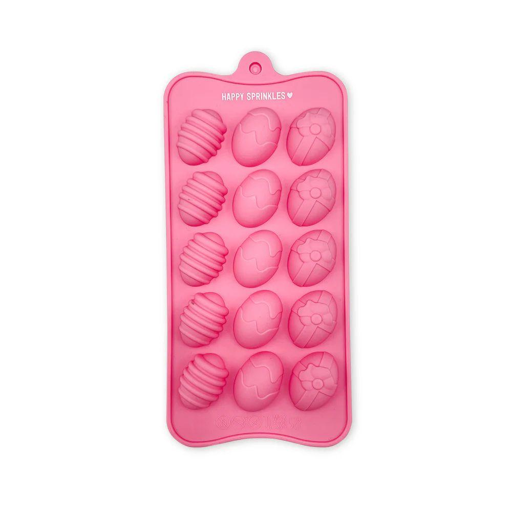 Rosa silikonform med påskeegg i ulike design fra Happy Sprinkles