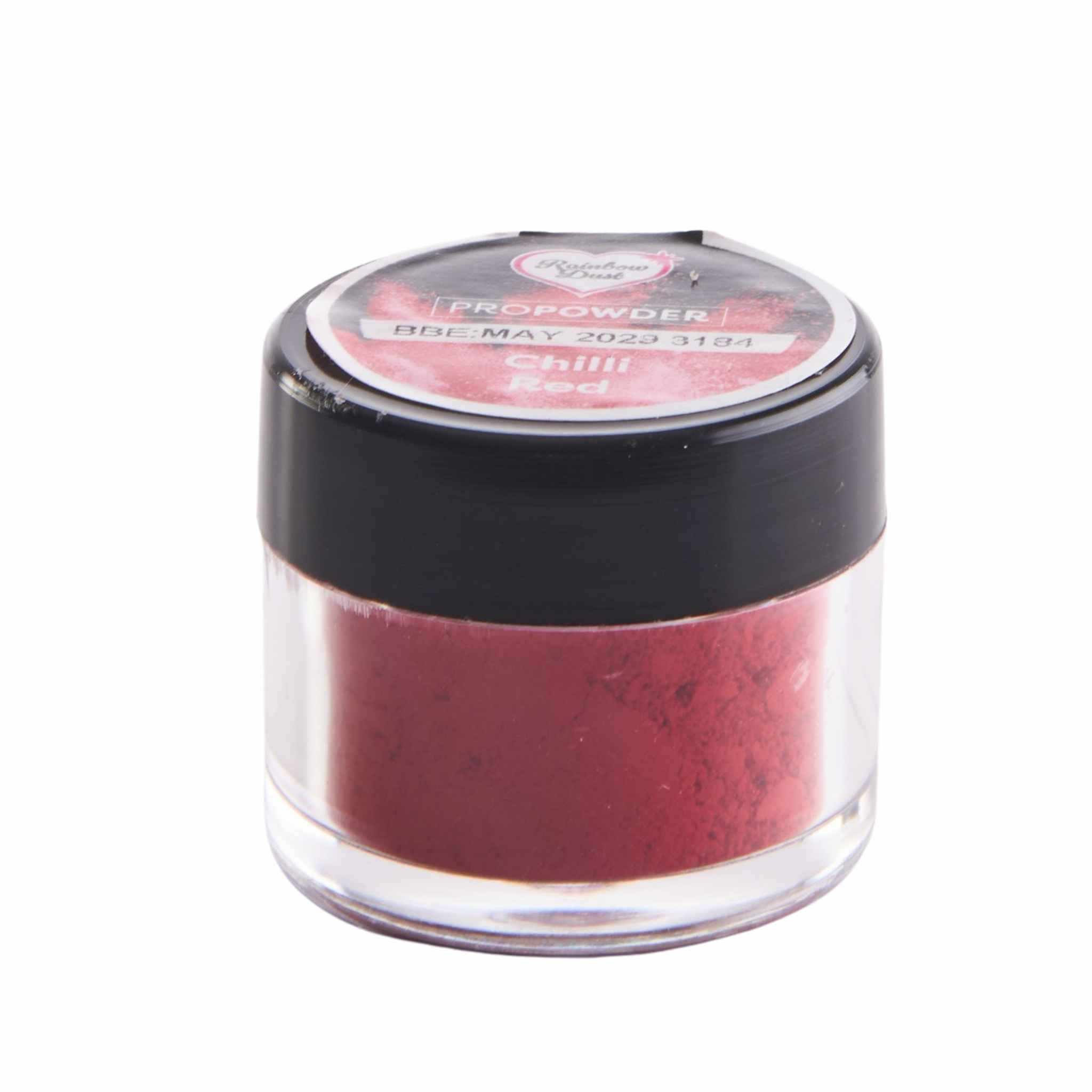 Chillirød pulverfarge fra rainbow dust