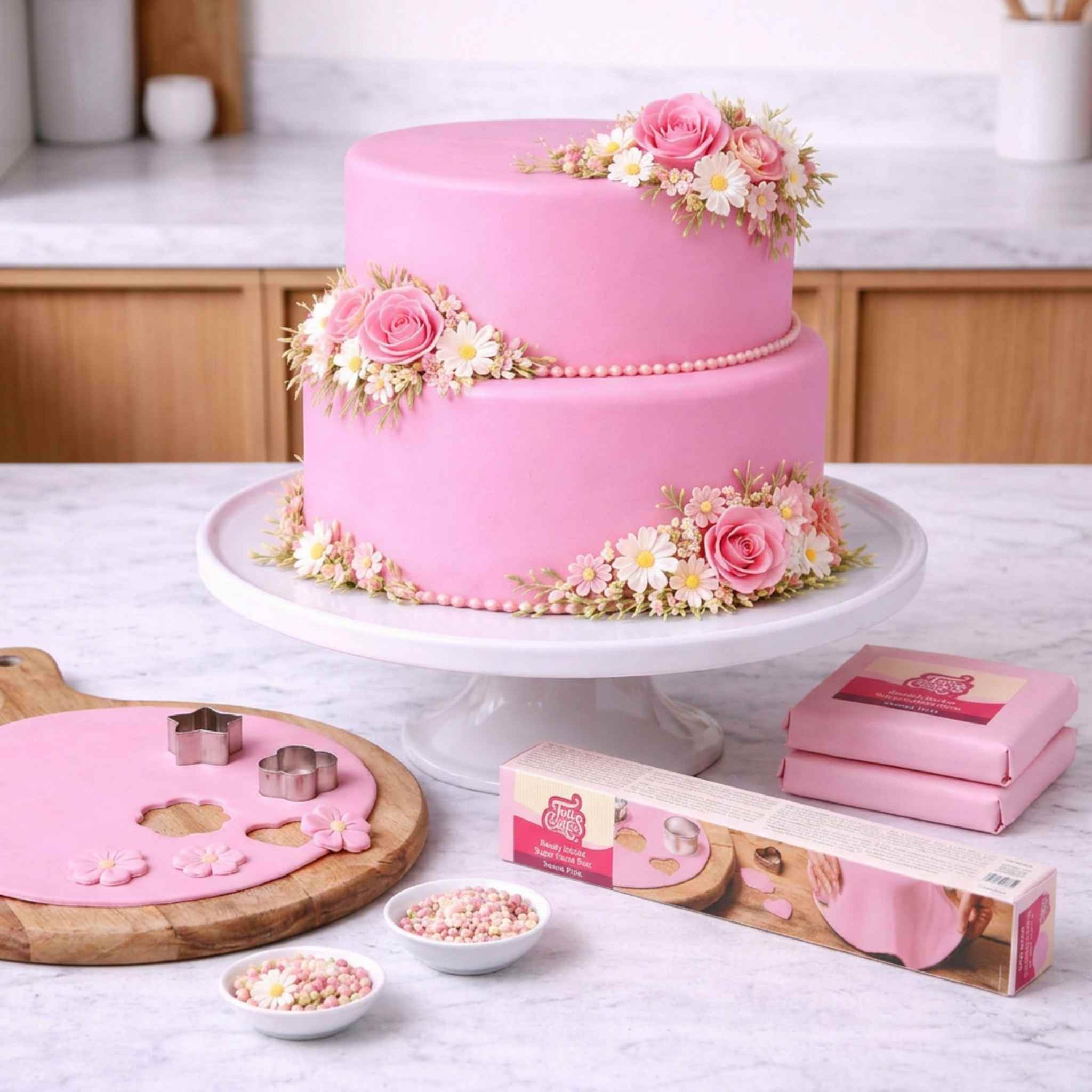 FunCakes Fondantlokk Babyrosa fondant