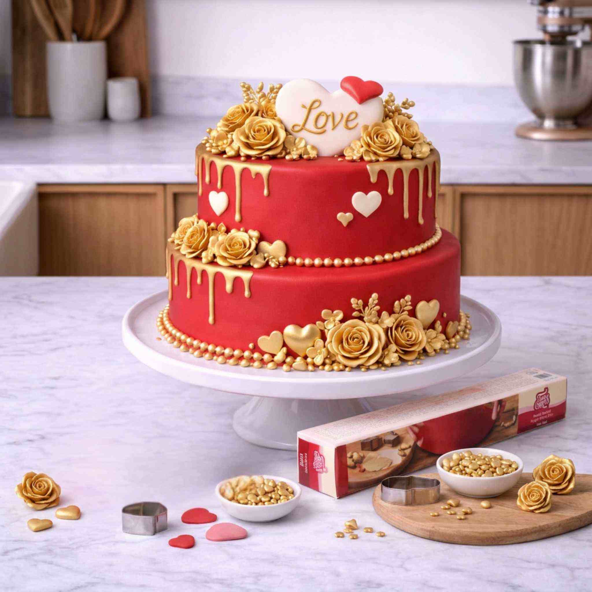 FunCakes Fondantlokk Rød fondant