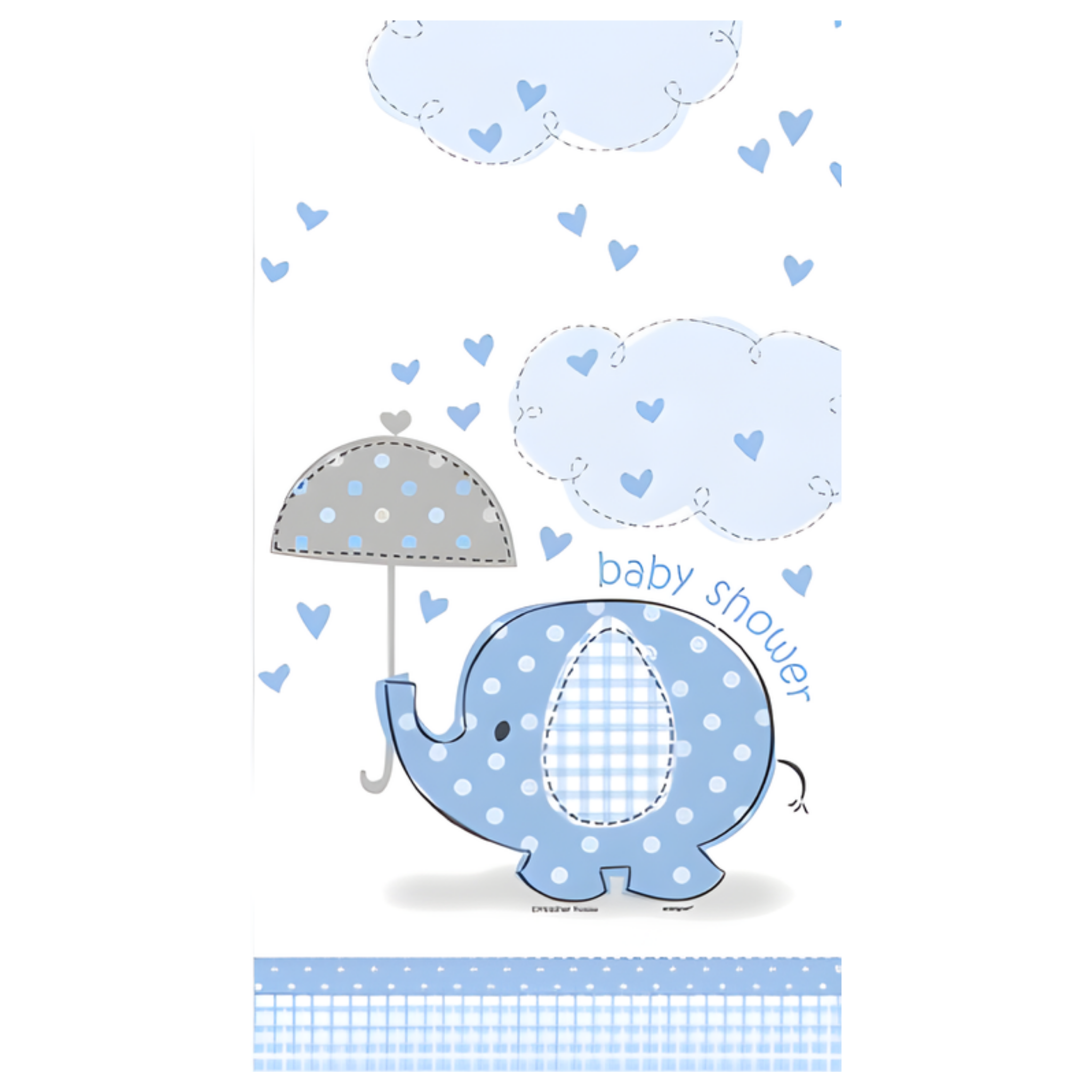 Babyshower elefanttrykk, duk, gutt 137cm x 274cm