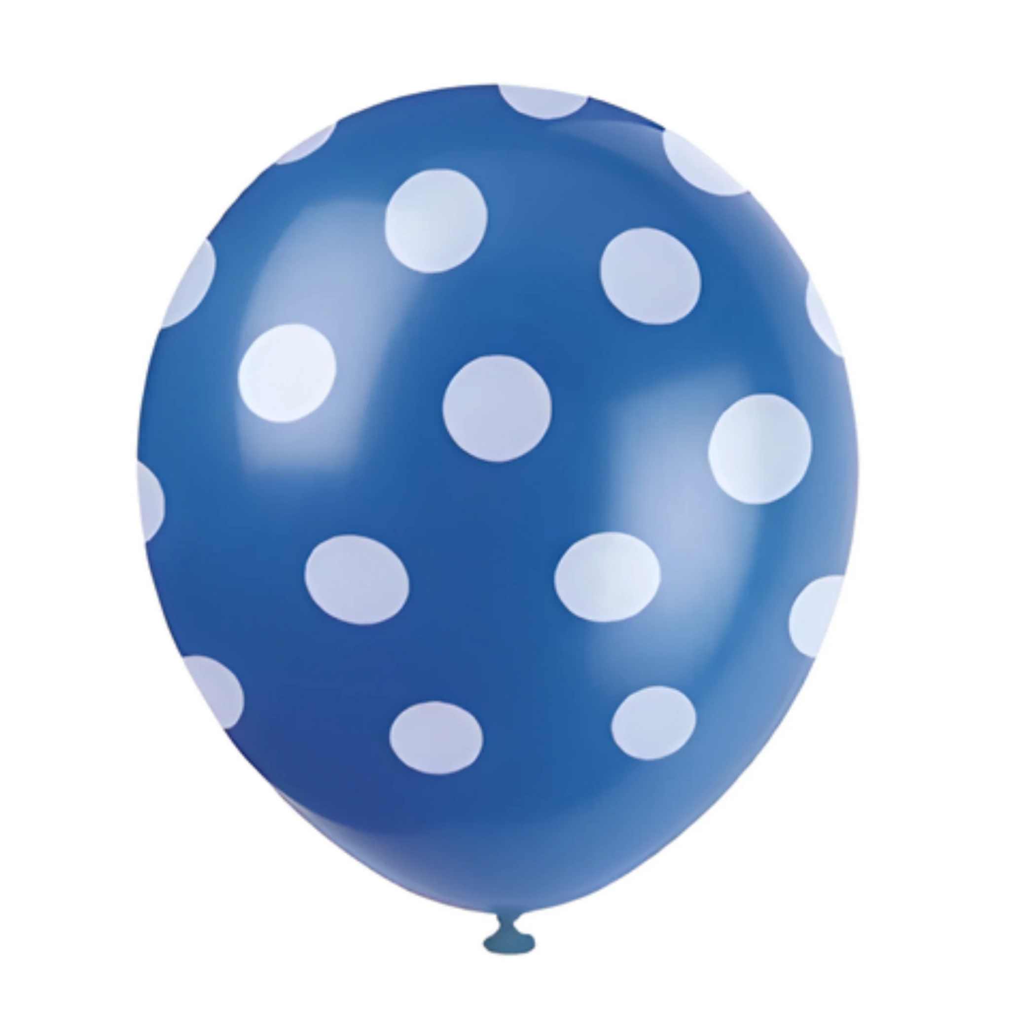 Blå ballonger med hvite prikker, 6 stk