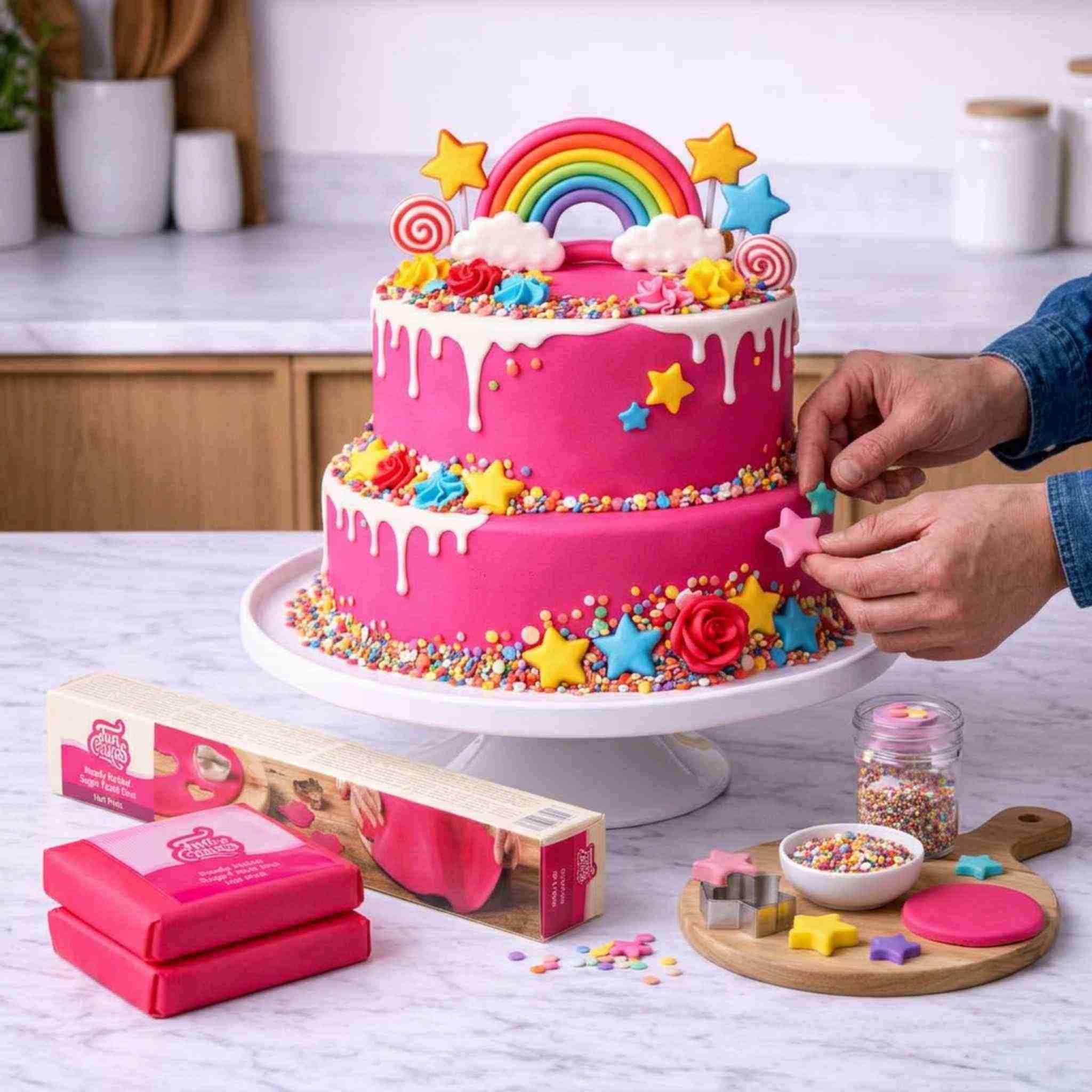 FunCakes Fondantlokk Rosa fondant