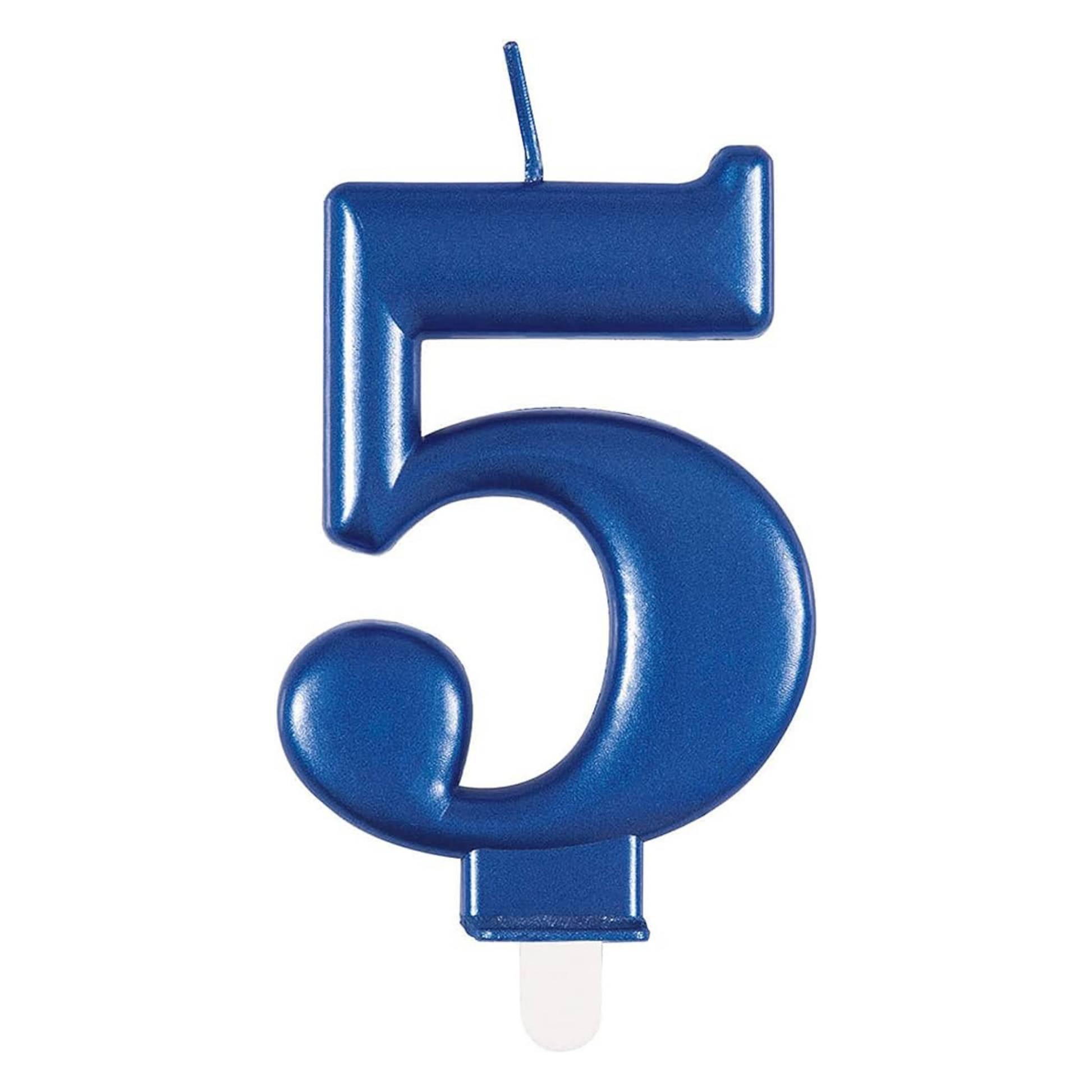 Kakelys, Blå -5- Fullfør bursdagskake med et dekorativt blå tallys eller nummerlys med tallet 5, perfekt til bursdag!  Står på en kort plastpinne.  Størrelse: ca 10 cm.
