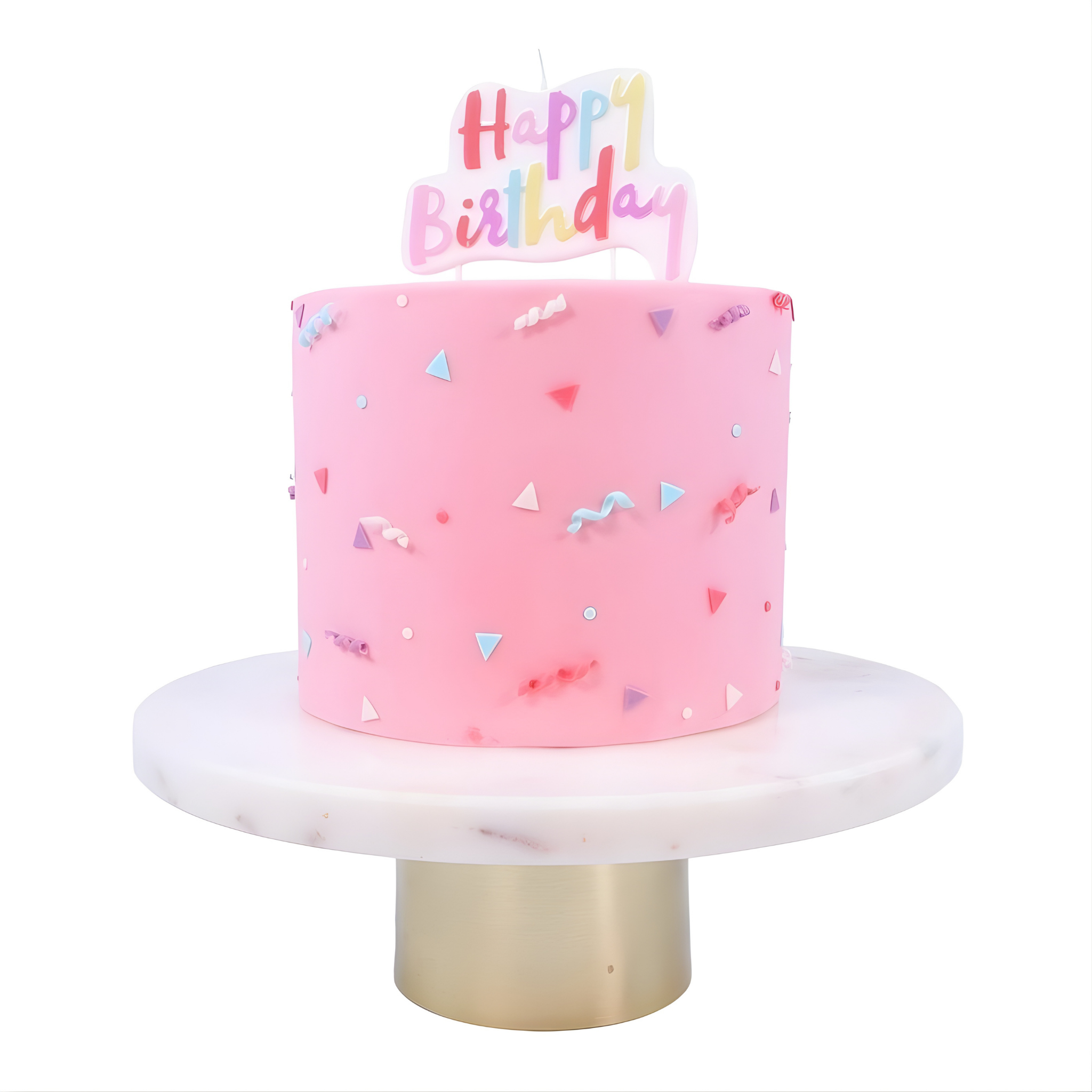 PME Happy birthday kakelys -Rosa pastell-