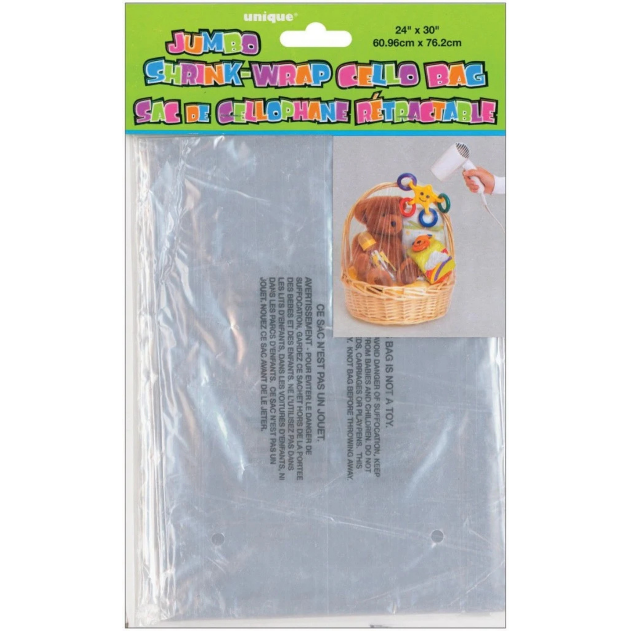 Stort cellofanark mer krympefunksjon 60x76cm