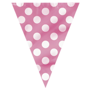 Vimpelrekke, rosa med prikker, ca 3,6meter