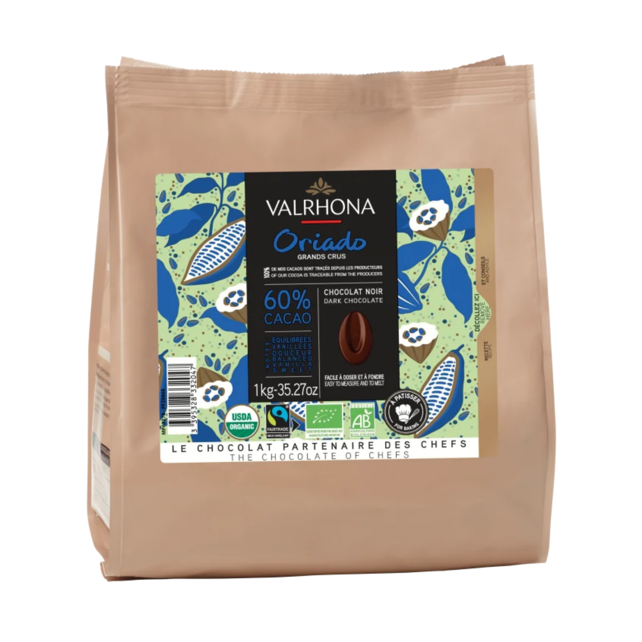 Valrhona Mørk Sjokolade Oriado 60%, 1kg (B.F. 01.02.2026)