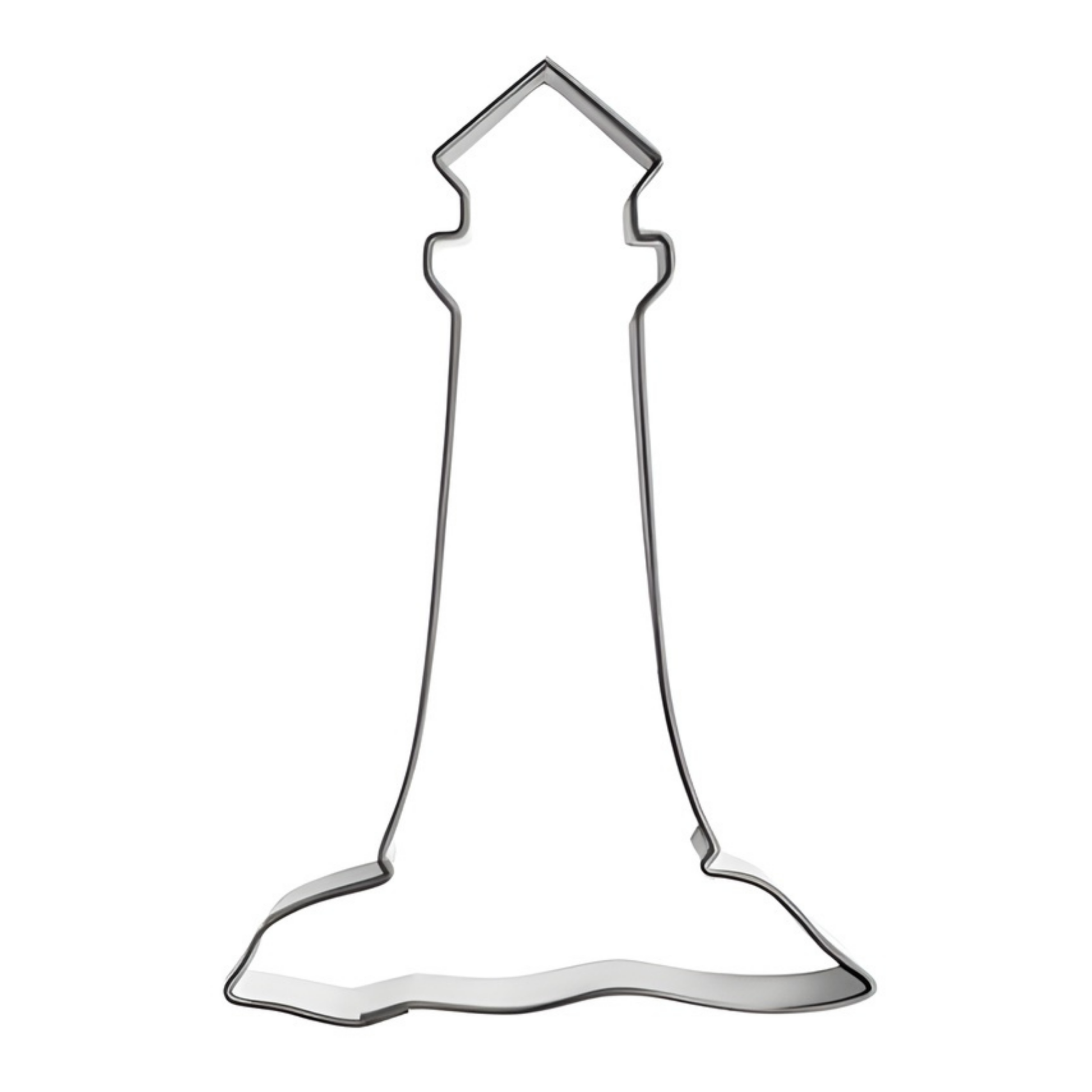 Pepperkakeform fyr - 10 cm Pepperkakeform eller kjeksutstikker formet som et fyr. Størrelse ca 10 cm.  Pepperkakeformer kan ruste og eller bli flekkete om de blir liggende i vann eller fuktig. Derfor anbefaler vi håndvask og god tørking etterpå. Optimalt er tørking av formene i varm stekeovn rett etter bruk. Da holder formene seg best. Om du har kommet i skade for å ha latt disse ligge fuktig, så 