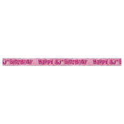 Banner, rosa metallic "40th", ca 3,6meter