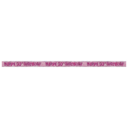 Banner, rosa metallic "50th", ca 3,6meter