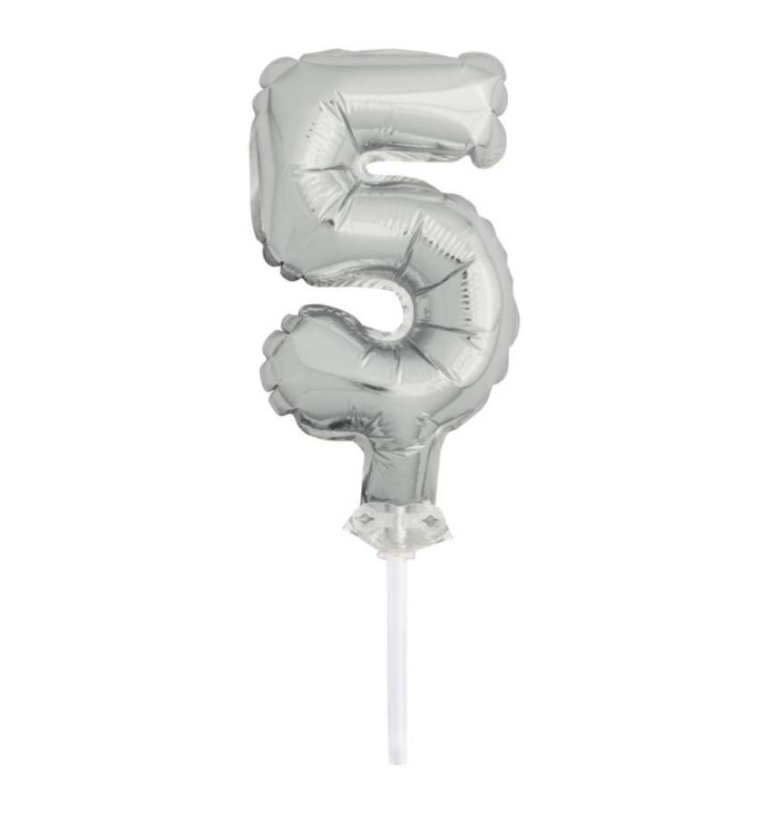 sølv tallkake ballong 5