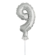 sølv tallkake ballong 9