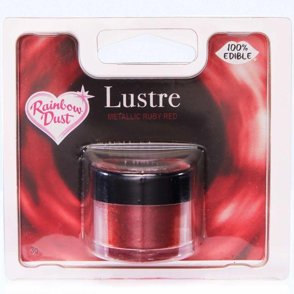 RD spiselig glitter i metallisk ruby red farge, 3 gram boks for kakepynt