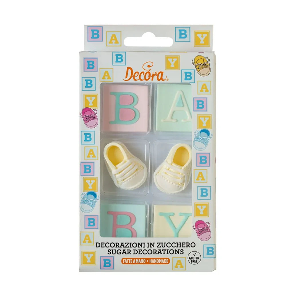 Spiselig kakepynt, BABY, pk/6 Feir ankomsten av en ny baby med Decora sin spiselig kakepynt spesielt egnet til babyshower og dåp.