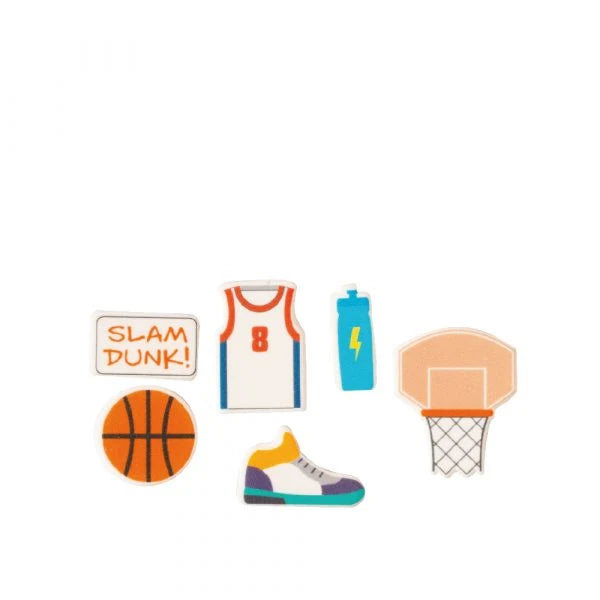 Decora DecoKit Basketball – 10 håndlagde sukkerfigurer med basketballtema, pakke sett forfra