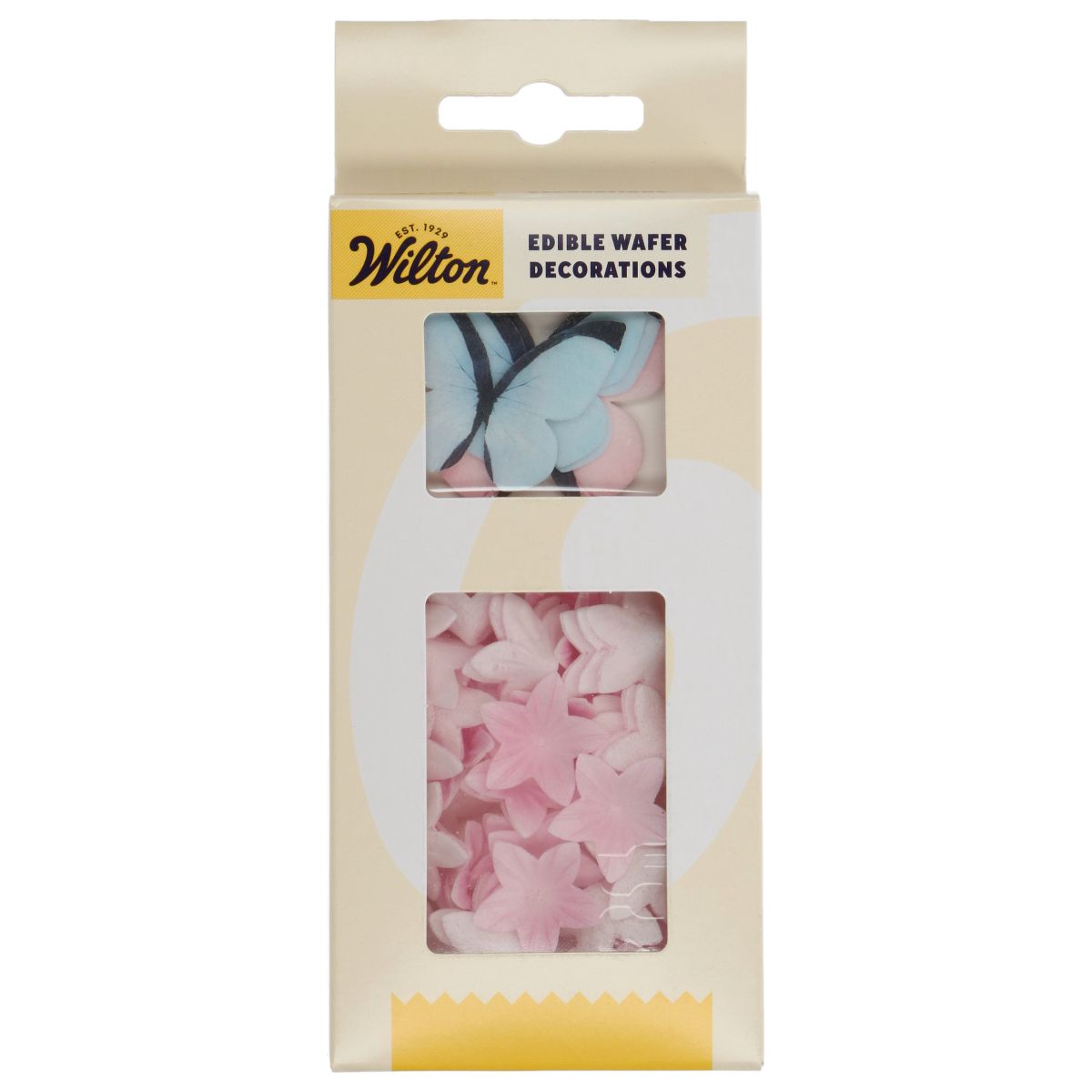 Wilton Spiselig kakepynt, wafer -Blomster og sommerfugl - Pastellrosa pk/30  Wilton Spiselige Wafer-dekorasjoner i pastell rosa er ferdige pynt du kan legge direkte på kakene dine. Settet inneholder 30 stykker med en blanding av små blomster og sommerfugler i myke rosa nyanser. Wafer-dekorasjonene er laget av spiselig papirrtynt oblat som smelter lett i munnen. De er enkle å bruke – bare ta dem r