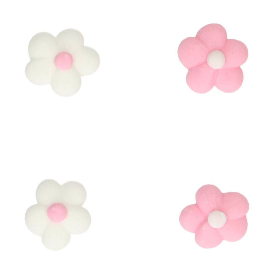 spiselig kakepynt rosa og hvite små blomster