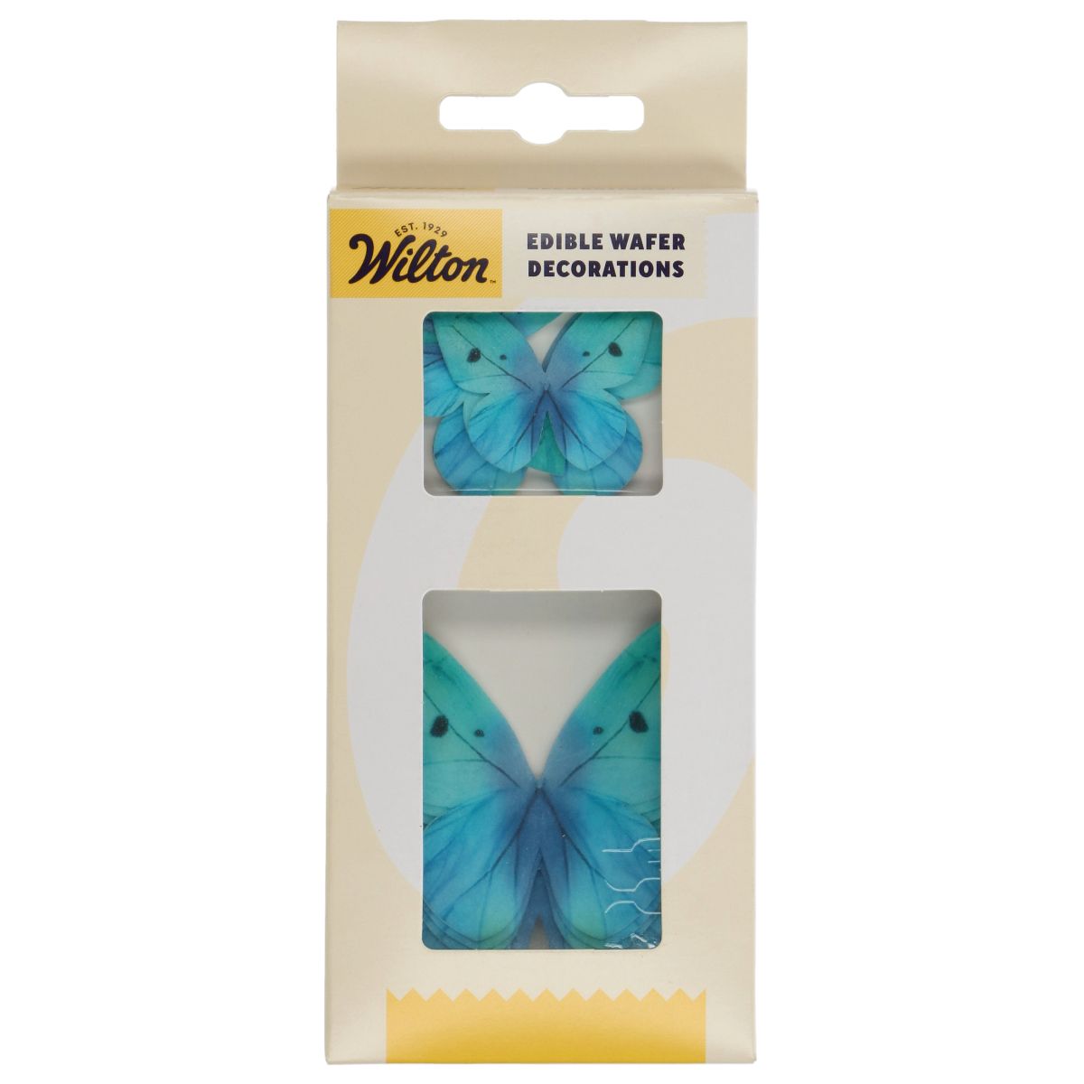 Wilton Spiselig kakepynt sommerfugl - Ombre Blue pk/8  Dekorér kaker, cupcakes og andre bakverk med disse vakre spiselige sommerfuglene fra Wilton. Settet inneholder 8 sommerfugler i ombre blåtoner, med både store og små størrelser. Sommerfuglene er ferdig utskåret og klare til bruk rett fra pakken. 
 De blå nyansene gir en elegant og dekorativ effekt som passer til dåp, bursdag, bryllup og andre 