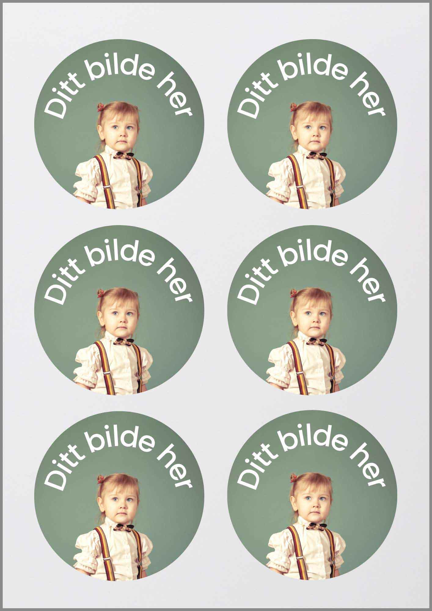 Spiselig cupcakebilde med eget motiv - Rund 7,6cm